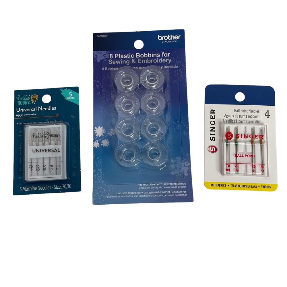 NEW Bundle of Sewing Machine Accessories Bobbins Universal & Ball Point Needles